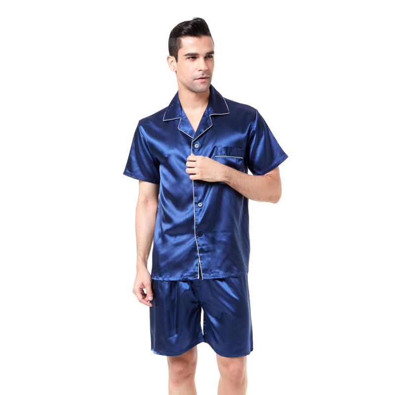 Short sleeves pajama set satin home lounge wear